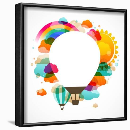 Hot Air Balloon, Colorful Abstract Vector Background-Marish-Framed Art Print