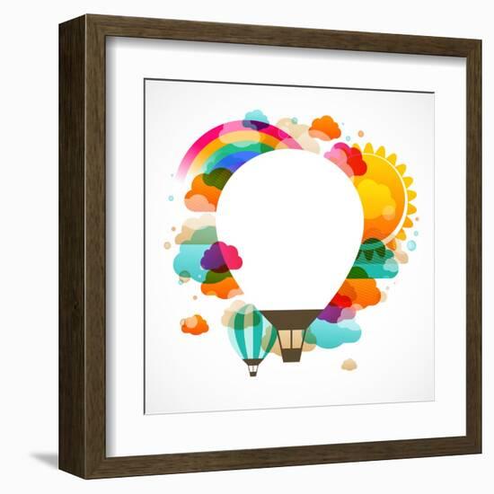 Hot Air Balloon, Colorful Abstract Vector Background-Marish-Framed Art Print