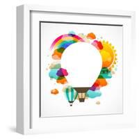 Hot Air Balloon, Colorful Abstract Vector Background-Marish-Framed Art Print