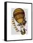 Hot Air Balloon Gold with Flags-Fab Funky-Framed Stretched Canvas