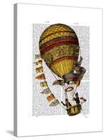 Hot Air Balloon Gold with Flags-Fab Funky-Stretched Canvas