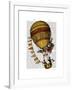Hot Air Balloon Gold with Flags-Fab Funky-Framed Art Print