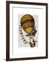 Hot Air Balloon Gold with Flags-Fab Funky-Framed Art Print