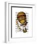 Hot Air Balloon Gold with Flags-Fab Funky-Framed Art Print