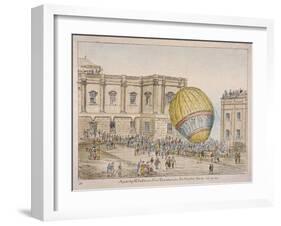 Hot Air Balloon in the Courtyard of Burlington House, Piccadilly, Westminster, London, 1814-James Gillray-Framed Giclee Print