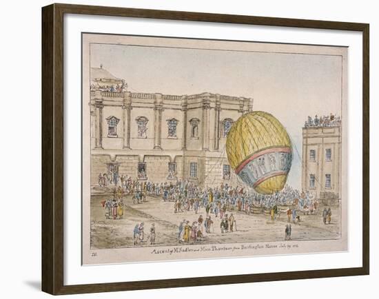 Hot Air Balloon in the Courtyard of Burlington House, Piccadilly, Westminster, London, 1814-James Gillray-Framed Giclee Print