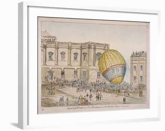 Hot Air Balloon in the Courtyard of Burlington House, Piccadilly, Westminster, London, 1814-James Gillray-Framed Giclee Print