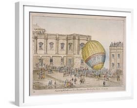 Hot Air Balloon in the Courtyard of Burlington House, Piccadilly, Westminster, London, 1814-James Gillray-Framed Giclee Print