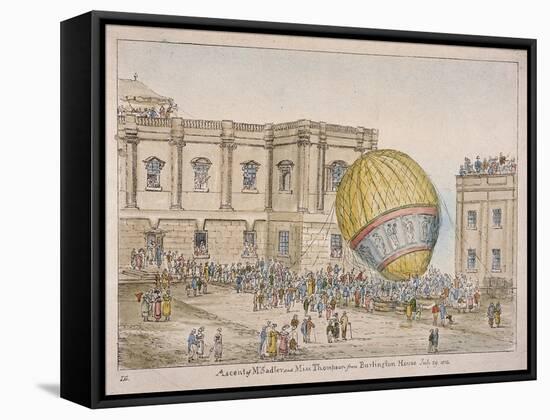 Hot Air Balloon in the Courtyard of Burlington House, Piccadilly, Westminster, London, 1814-James Gillray-Framed Stretched Canvas