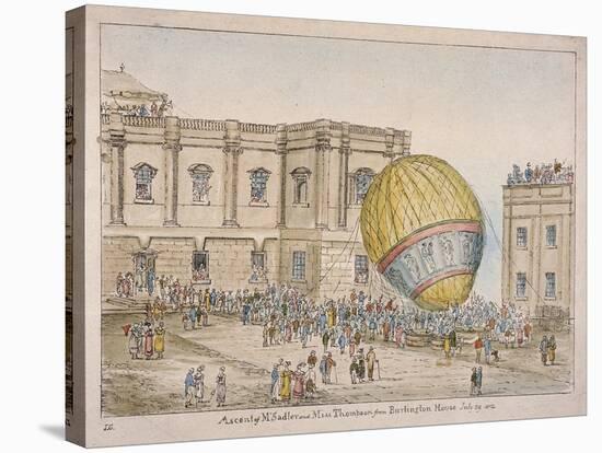 Hot Air Balloon in the Courtyard of Burlington House, Piccadilly, Westminster, London, 1814-James Gillray-Stretched Canvas