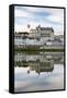 Hot-air balloon in the sky above the castle, Amboise, UNESCO World Heritage Site, Indre-et-Loire, L-Francesco Vaninetti-Framed Stretched Canvas