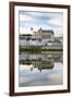 Hot-air balloon in the sky above the castle, Amboise, UNESCO World Heritage Site, Indre-et-Loire, L-Francesco Vaninetti-Framed Photographic Print