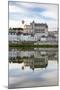 Hot-air balloon in the sky above the castle, Amboise, UNESCO World Heritage Site, Indre-et-Loire, L-Francesco Vaninetti-Mounted Photographic Print