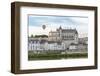 Hot-air balloon in the sky above the castle, Amboise, UNESCO World Heritage Site, Indre-et-Loire, L-Francesco Vaninetti-Framed Photographic Print