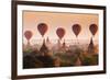 Hot Air Balloon over Plain of Bagan at Sunrise, Myanmar-lkunl-Framed Photographic Print