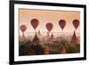 Hot Air Balloon over Plain of Bagan at Sunrise, Myanmar-lkunl-Framed Photographic Print