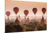 Hot Air Balloon over Plain of Bagan at Sunrise, Myanmar-lkunl-Mounted Photographic Print