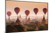 Hot Air Balloon over Plain of Bagan at Sunrise, Myanmar-lkunl-Mounted Photographic Print