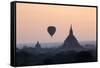 Hot Air Balloon over Temples on a Misty Morning at Dawn, Bagan (Pagan), Myanmar (Burma)-Stephen Studd-Framed Stretched Canvas