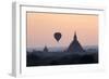 Hot Air Balloon over Temples on a Misty Morning at Dawn, Bagan (Pagan), Myanmar (Burma)-Stephen Studd-Framed Photographic Print