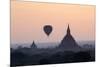 Hot Air Balloon over Temples on a Misty Morning at Dawn, Bagan (Pagan), Myanmar (Burma)-Stephen Studd-Mounted Photographic Print