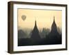 Hot Air Balloon over the Temple Complex of Pagan at Dawn, Burma-Brian McGilloway-Framed Photographic Print