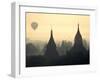 Hot Air Balloon over the Temple Complex of Pagan at Dawn, Burma-Brian McGilloway-Framed Photographic Print