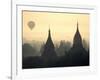 Hot Air Balloon over the Temple Complex of Pagan at Dawn, Burma-Brian McGilloway-Framed Photographic Print