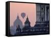 Hot Air Balloon over the Temple Complex of Pagan at Dawn, Burma-Brian McGilloway-Framed Stretched Canvas
