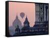 Hot Air Balloon over the Temple Complex of Pagan at Dawn, Burma-Brian McGilloway-Framed Stretched Canvas