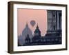 Hot Air Balloon over the Temple Complex of Pagan at Dawn, Burma-Brian McGilloway-Framed Photographic Print