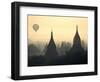 Hot Air Balloon over the Temple Complex of Pagan at Dawn, Burma-Brian McGilloway-Framed Photographic Print