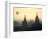 Hot Air Balloon over the Temple Complex of Pagan at Dawn, Burma-Brian McGilloway-Framed Photographic Print