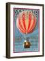 Hot Air Balloon Tours - Vintage Sign-Lantern Press-Framed Art Print