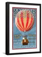 Hot Air Balloon Tours - Vintage Sign-Lantern Press-Framed Art Print