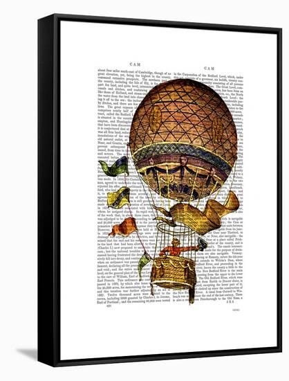 Hot Air Balloon with Flags-Fab Funky-Framed Stretched Canvas