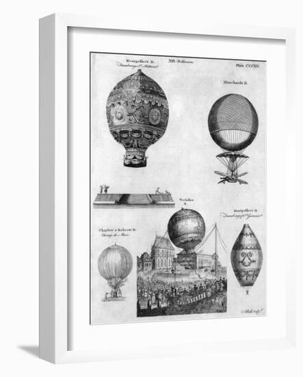 Hot-Air Balloons, 1783-84-Andrew Bell-Framed Giclee Print