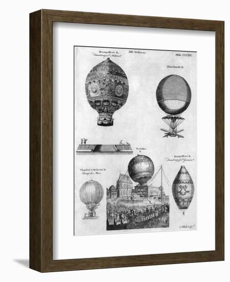 Hot-Air Balloons, 1783-84-Andrew Bell-Framed Giclee Print