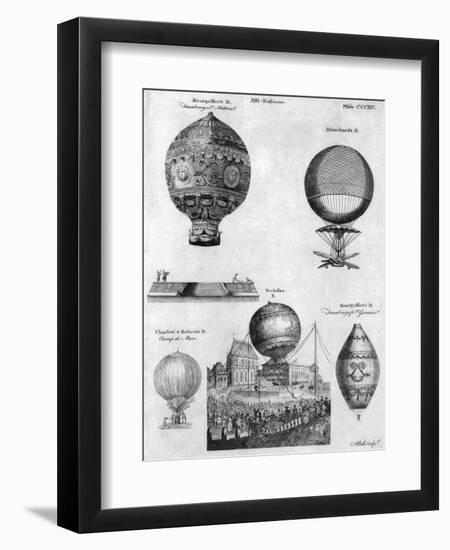 Hot-Air Balloons, 1783-84-Andrew Bell-Framed Giclee Print