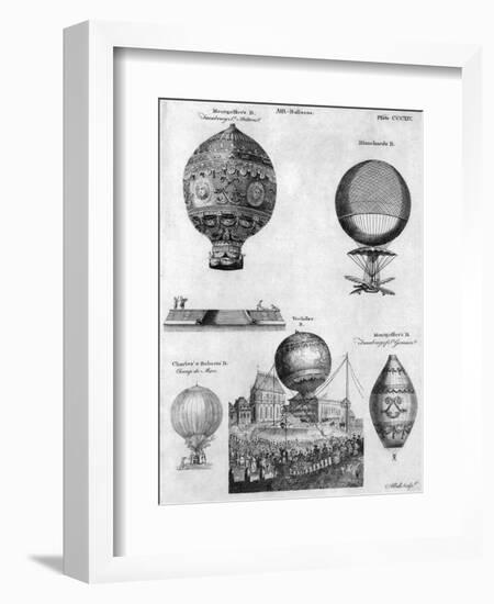 Hot-Air Balloons, 1783-84-Andrew Bell-Framed Giclee Print