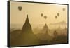 Hot air balloons above the temples of Bagan (Pagan), Myanmar (Burma), Asia-Janette Hill-Framed Stretched Canvas