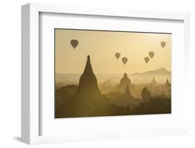 Hot air balloons above the temples of Bagan (Pagan), Myanmar (Burma), Asia-Janette Hill-Framed Photographic Print