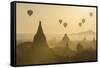 Hot air balloons above the temples of Bagan (Pagan), Myanmar (Burma), Asia-Janette Hill-Framed Stretched Canvas