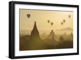 Hot air balloons above the temples of Bagan (Pagan), Myanmar (Burma), Asia-Janette Hill-Framed Photographic Print