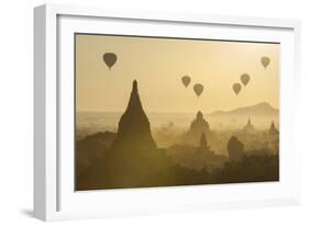 Hot air balloons above the temples of Bagan (Pagan), Myanmar (Burma), Asia-Janette Hill-Framed Photographic Print