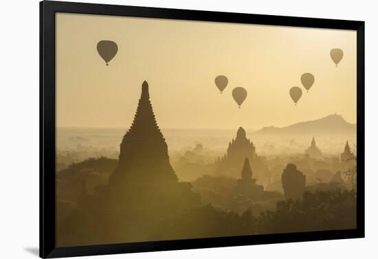 Hot air balloons above the temples of Bagan (Pagan), Myanmar (Burma), Asia-Janette Hill-Framed Photographic Print