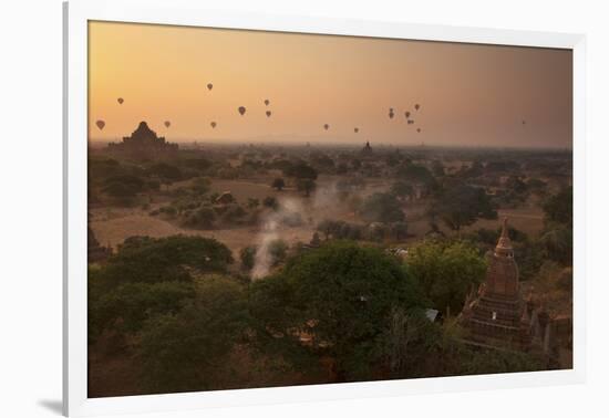 Hot Air Balloons at Sunrise Above Bagan (Pagan), Myanmar (Burma), Asia-Colin Brynn-Framed Photographic Print