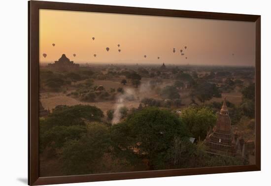 Hot Air Balloons at Sunrise Above Bagan (Pagan), Myanmar (Burma), Asia-Colin Brynn-Framed Photographic Print