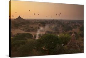 Hot Air Balloons at Sunrise Above Bagan (Pagan), Myanmar (Burma), Asia-Colin Brynn-Stretched Canvas