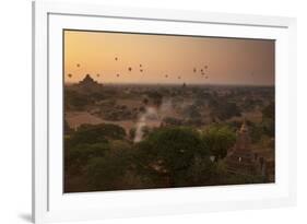 Hot Air Balloons at Sunrise Above Bagan (Pagan), Myanmar (Burma), Asia-Colin Brynn-Framed Photographic Print